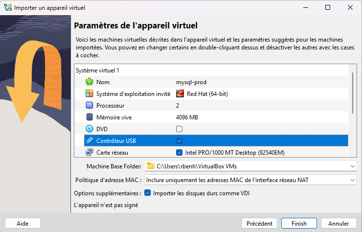 Import Appliance Screenshot