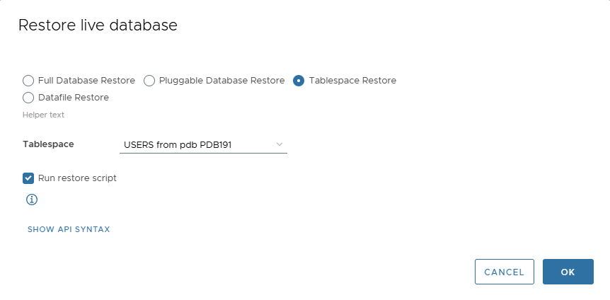 Tablespace Restore