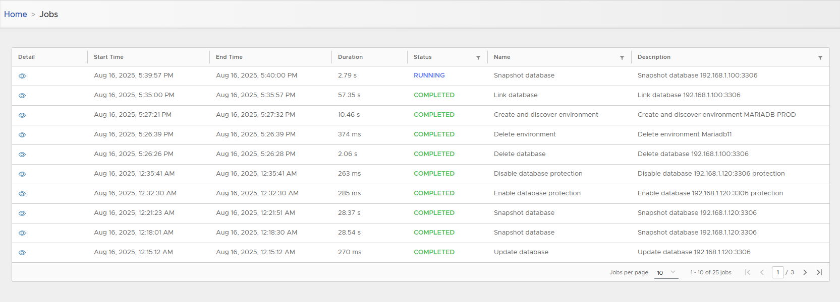 Snapshot progress