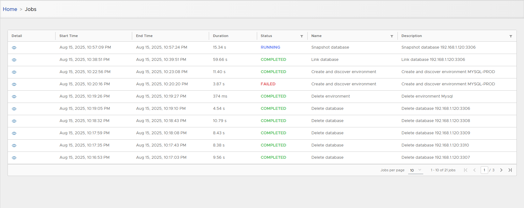 Snapshot progress