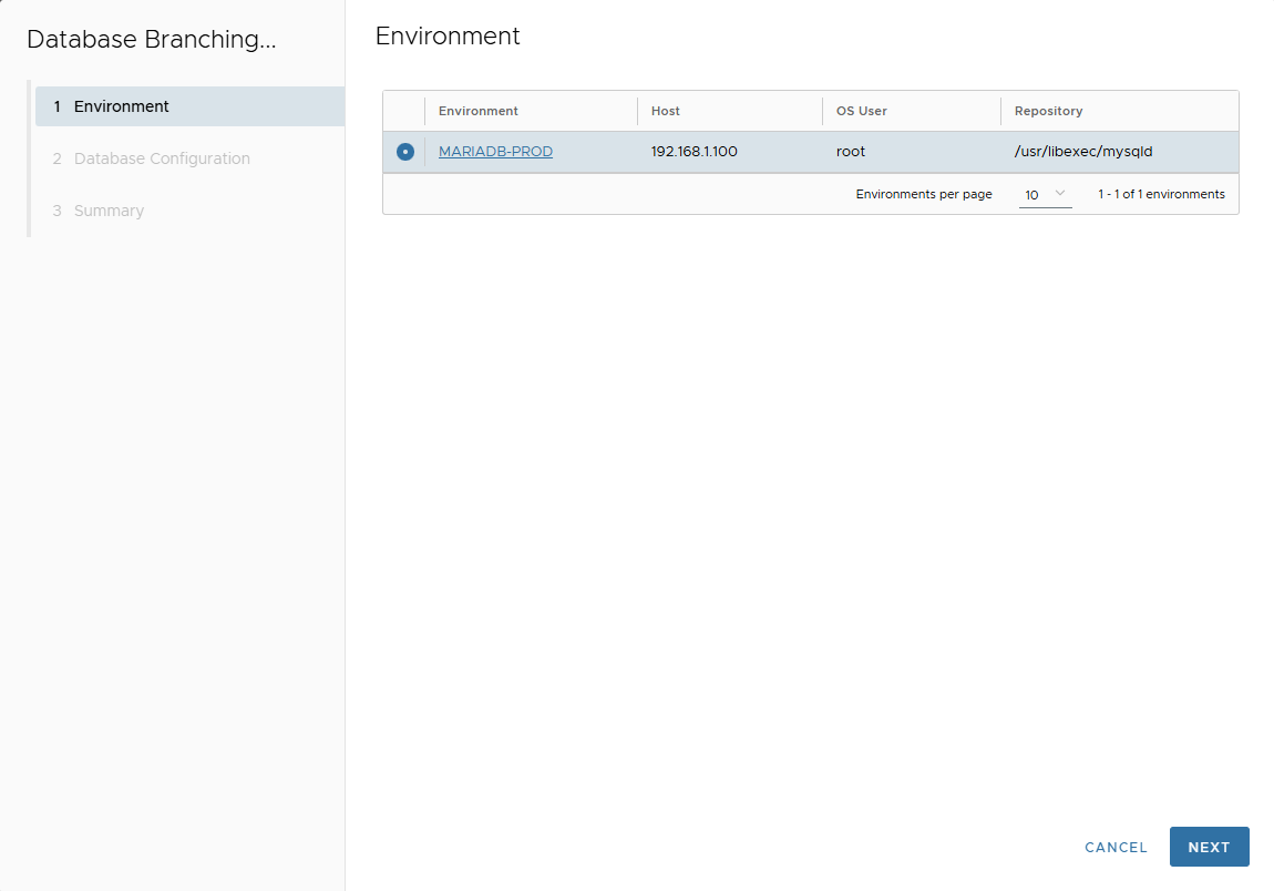 Select env