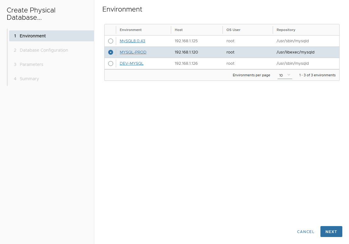 Select env