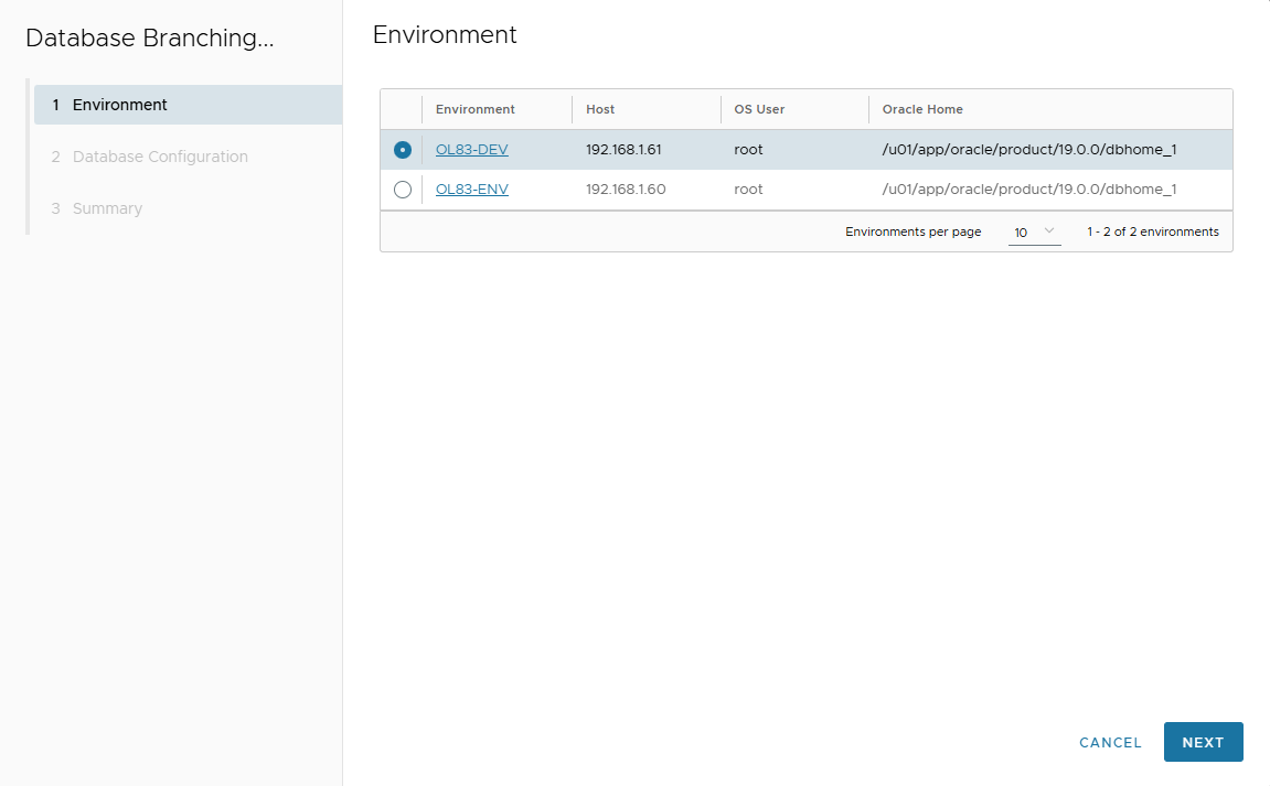 Select env