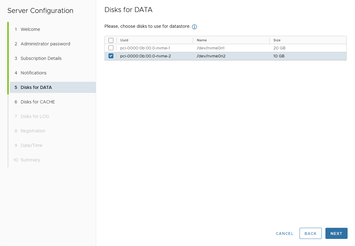 Datastore Disks