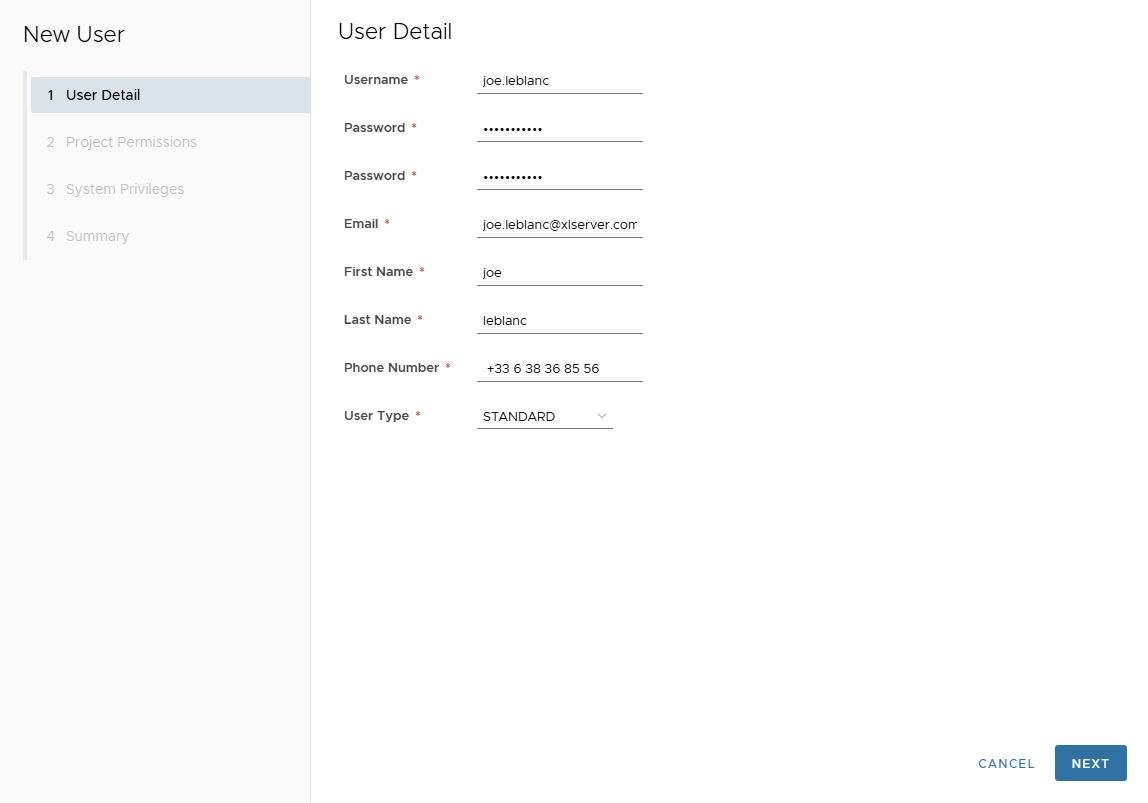 User Create Detail
