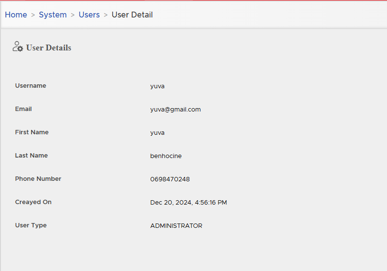 User Detail